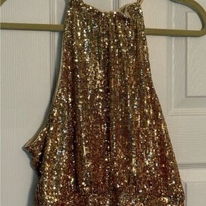 Gold Sequin Halter Top